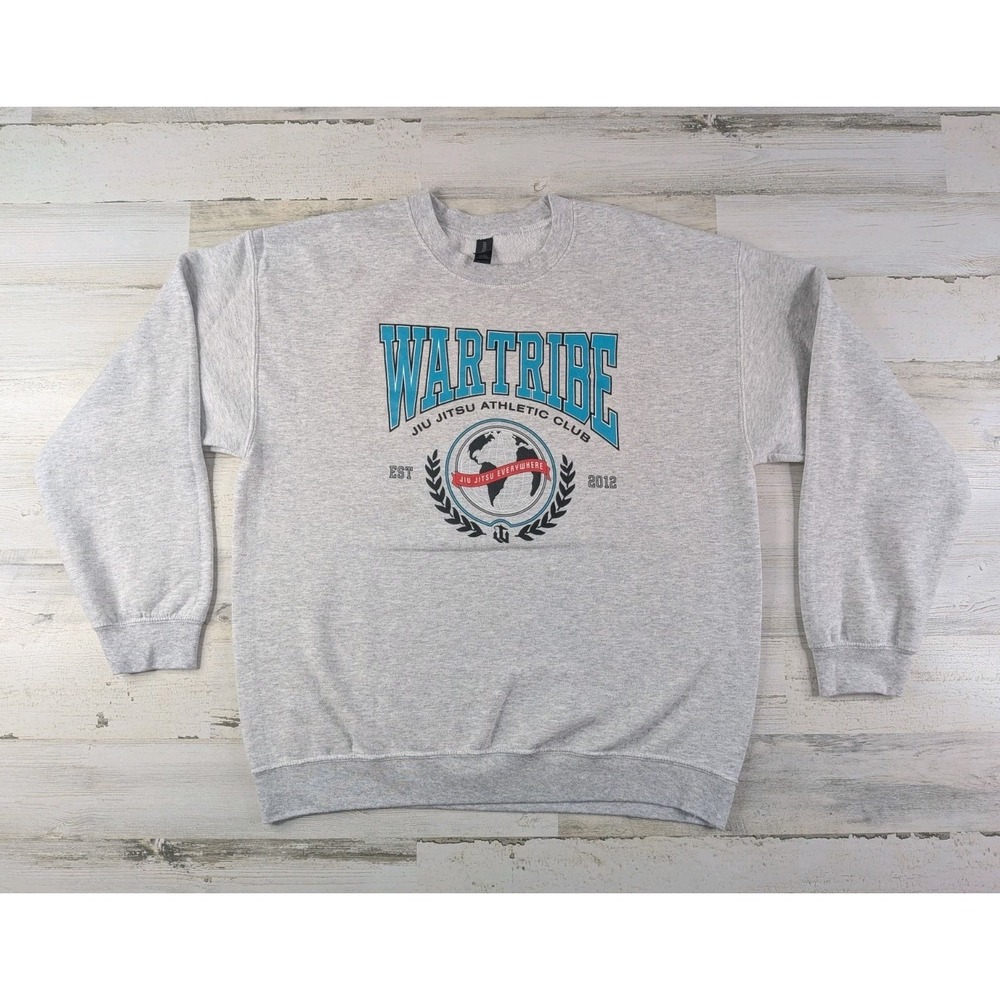 Wartribe Sweatshirt Mens Large Gray Heather Graphic Logo Jiu Jitsu MMA Gildan